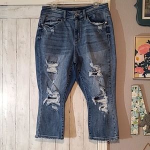 Judy Blue Distressed Skinny Fit Capris